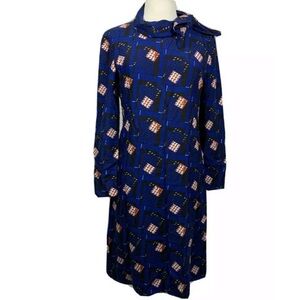 Vintage 70's Adele Simpson Rare Union Made A Line Dress Tie Neck